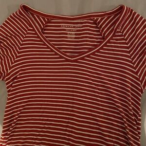 American Eagle Red Striped Soft & Sexy T-Shirt Extra Small XS